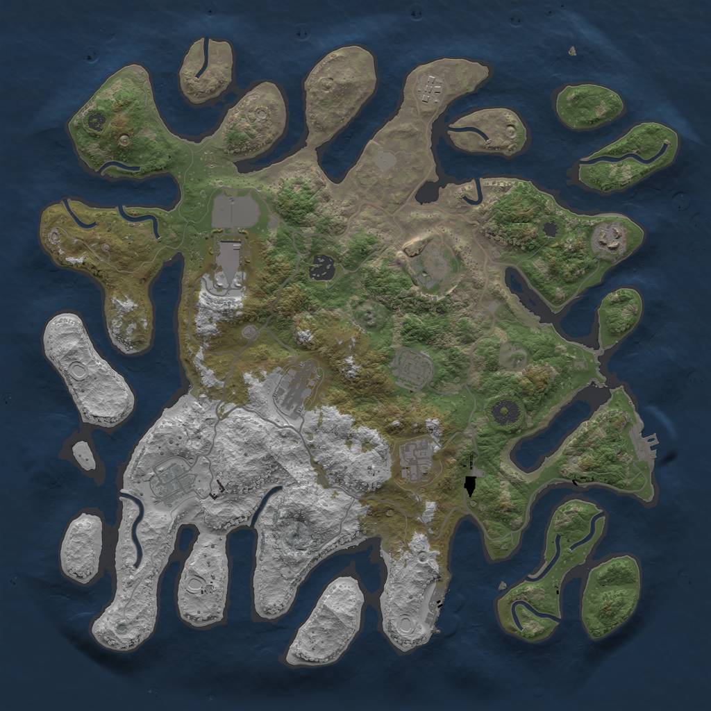 Rust Map: Procedural Map, Size: 4000, Seed: 2974, 16 Monuments