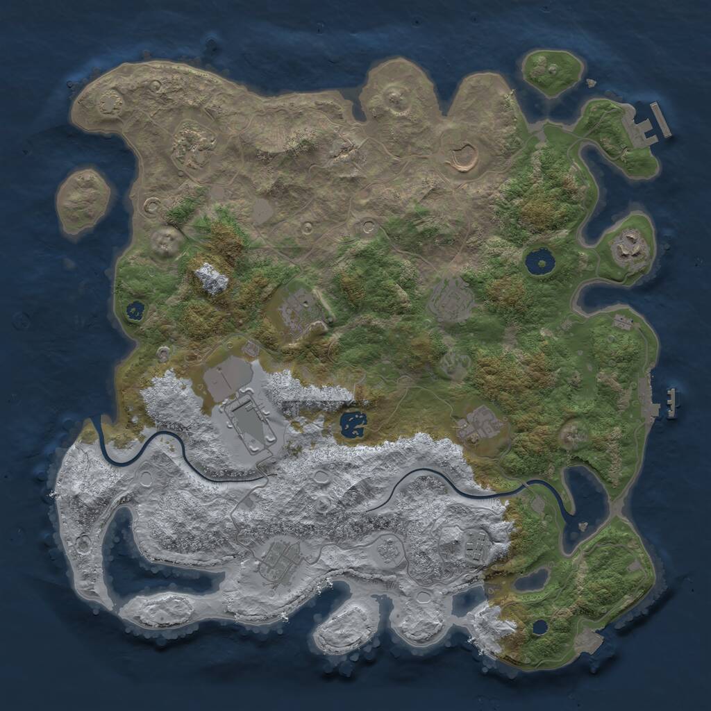 Rust Map: Procedural Map, Size: 3850, Seed: 1994890632, 16 Monuments