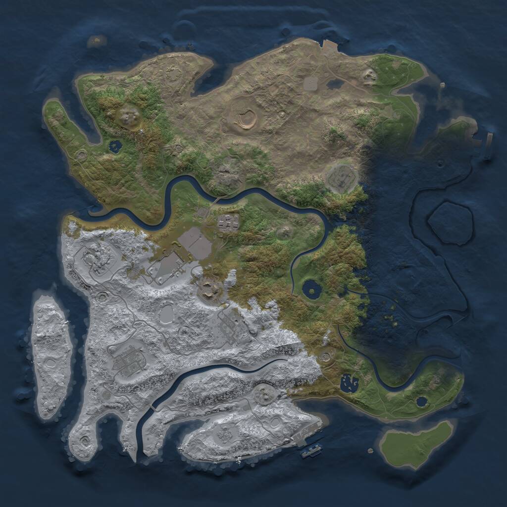 Rust Map: Procedural Map, Size: 3950, Seed: 101693094, 15 Monuments