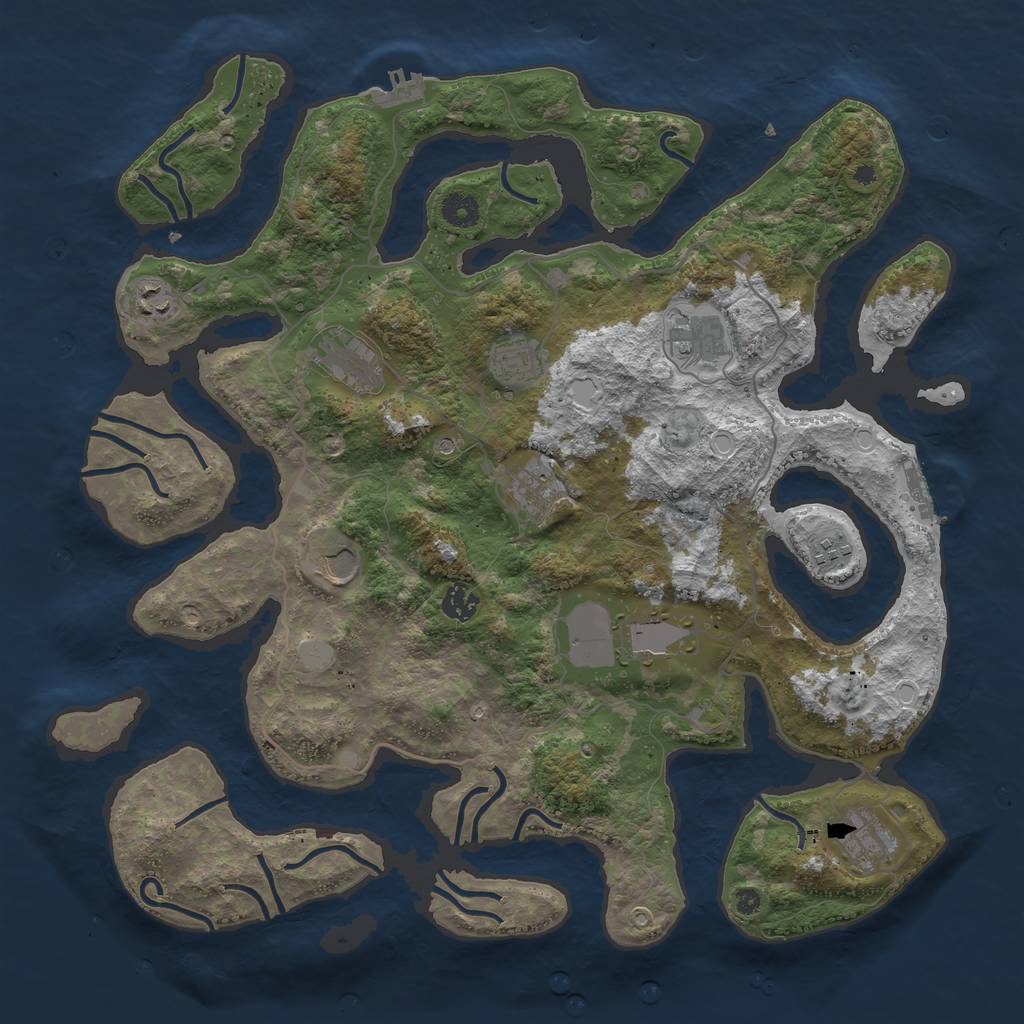 Rust Map: Procedural Map, Size: 4168, Seed: 1337, 18 Monuments