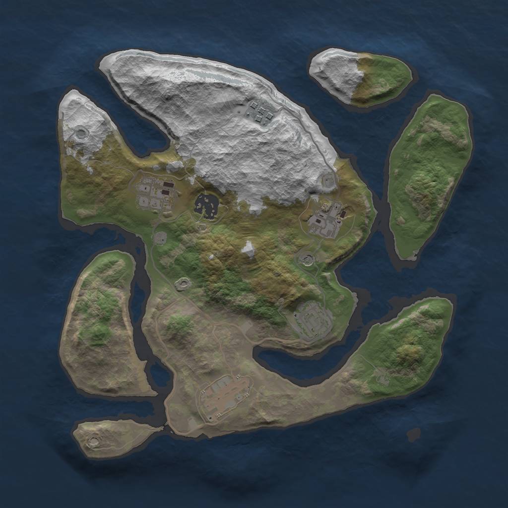Rust Map: Barren, Size: 3000, Seed: 11, 9 Monuments