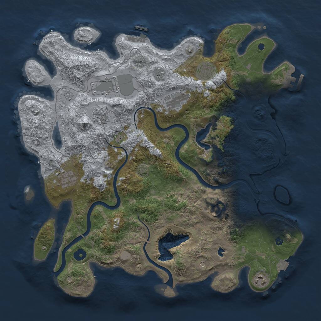 Rust Map: Procedural Map, Size: 4000, Seed: 251580411, 14 Monuments
