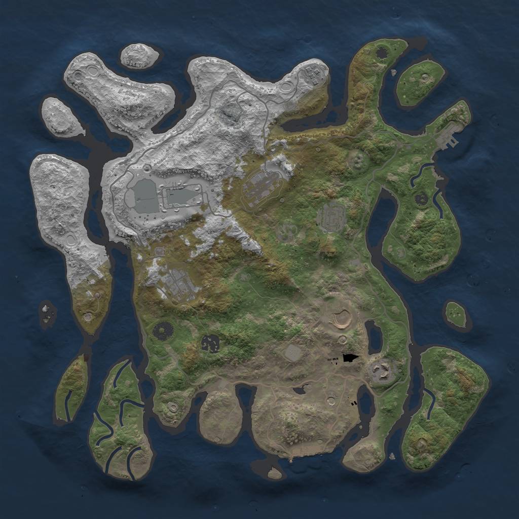 Rust Map: Procedural Map, Size: 4000, Seed: 251580411, 16 Monuments