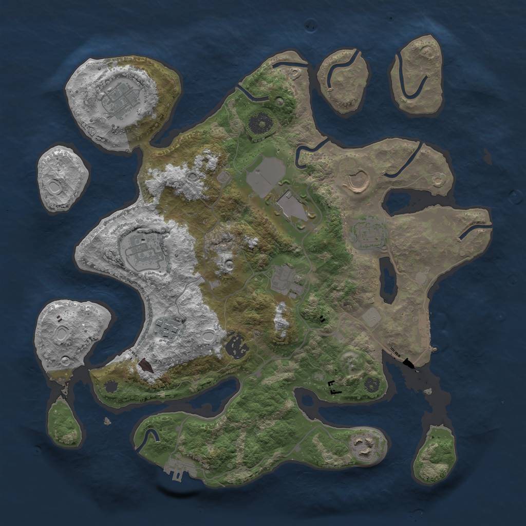 Rust Map: Procedural Map, Size: 3500, Seed: 28462, 16 Monuments