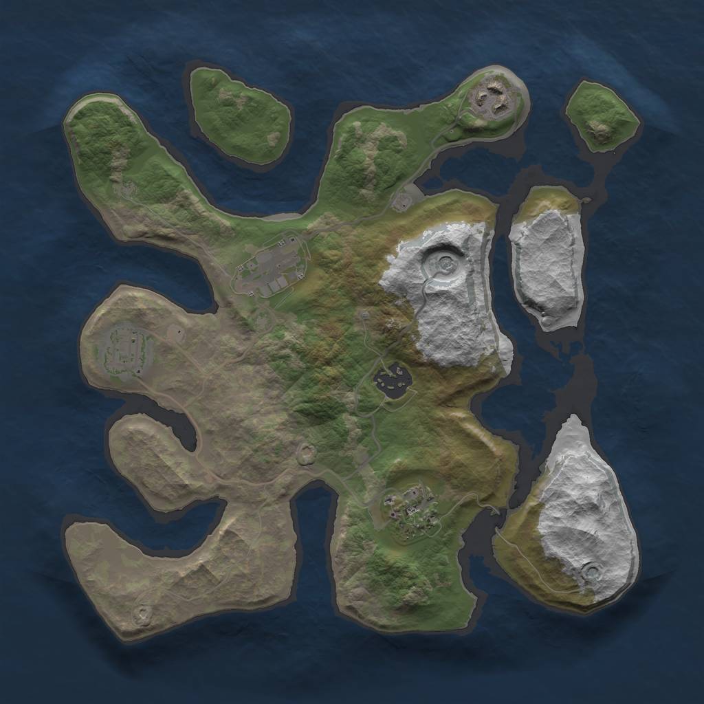 Rust Map: Barren, Size: 3000, Seed: 815509195, 8 Monuments