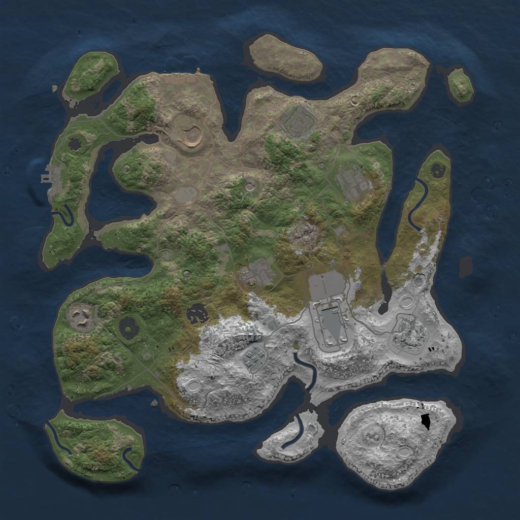 Rust Map: Procedural Map, Size: 3700, Seed: 542590, 17 Monuments