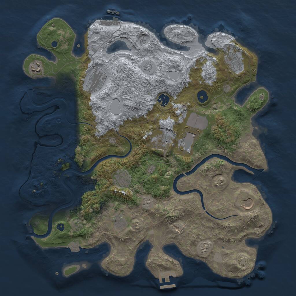 Rust Map: Procedural Map, Size: 3850, Seed: 913977207, 16 Monuments