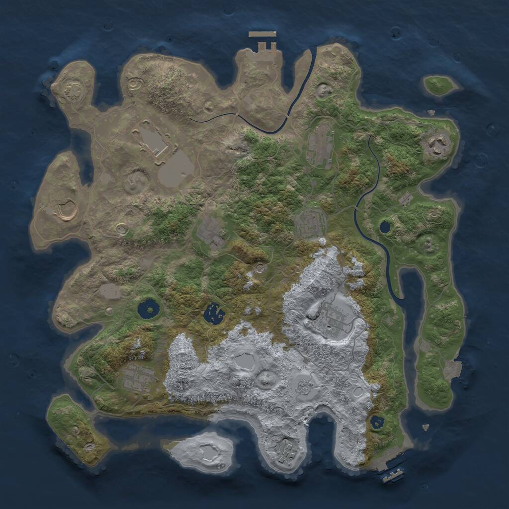 Rust Map: Procedural Map, Size: 3700, Seed: 395632679, 16 Monuments