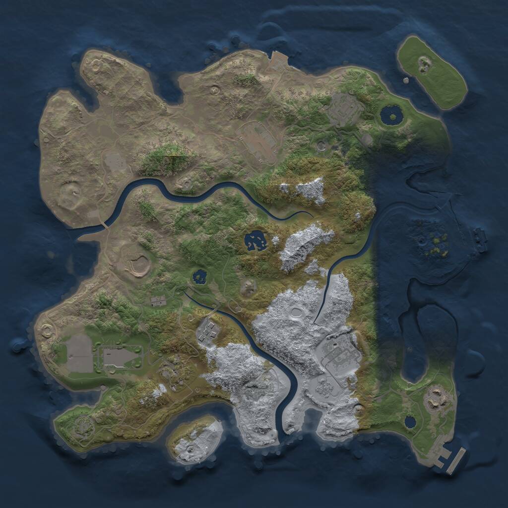 Rust Map: Procedural Map, Size: 3500, Seed: 1008474829, 15 Monuments
