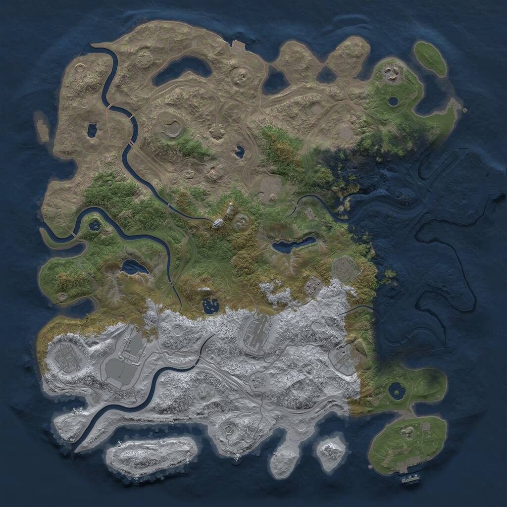 Rust Map: Procedural Map, Size: 4500, Seed: 1719857789, 16 Monuments