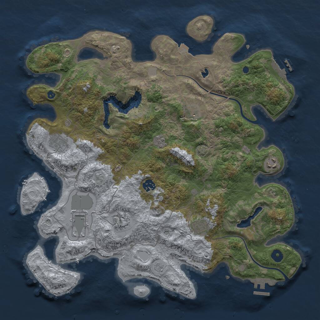 Rust Map: Procedural Map, Size: 4000, Seed: 885027, 14 Monuments