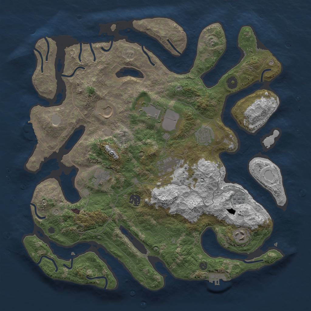 Rust Map: Procedural Map, Size: 4000, Seed: 795564, 16 Monuments