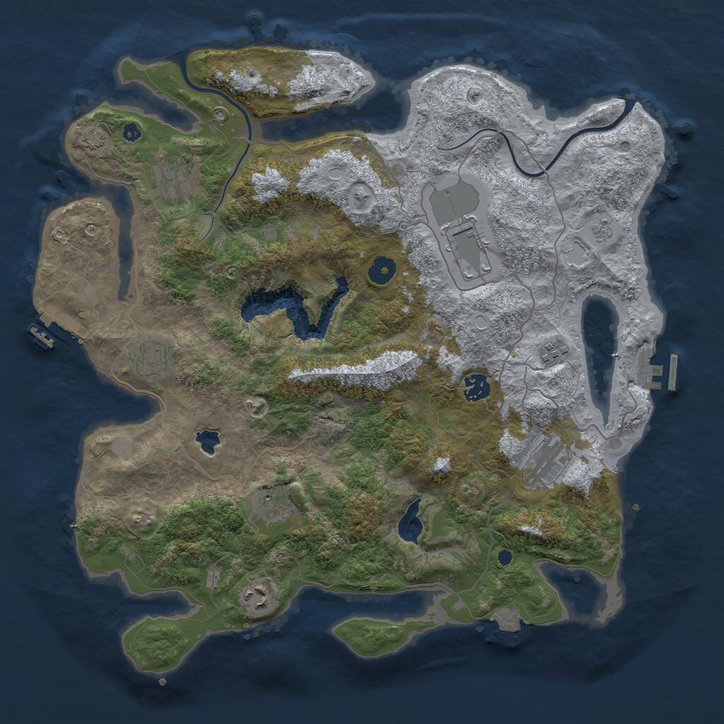 Rust Map: Procedural Map, Size: 4000, Seed: 518049, 13 Monuments