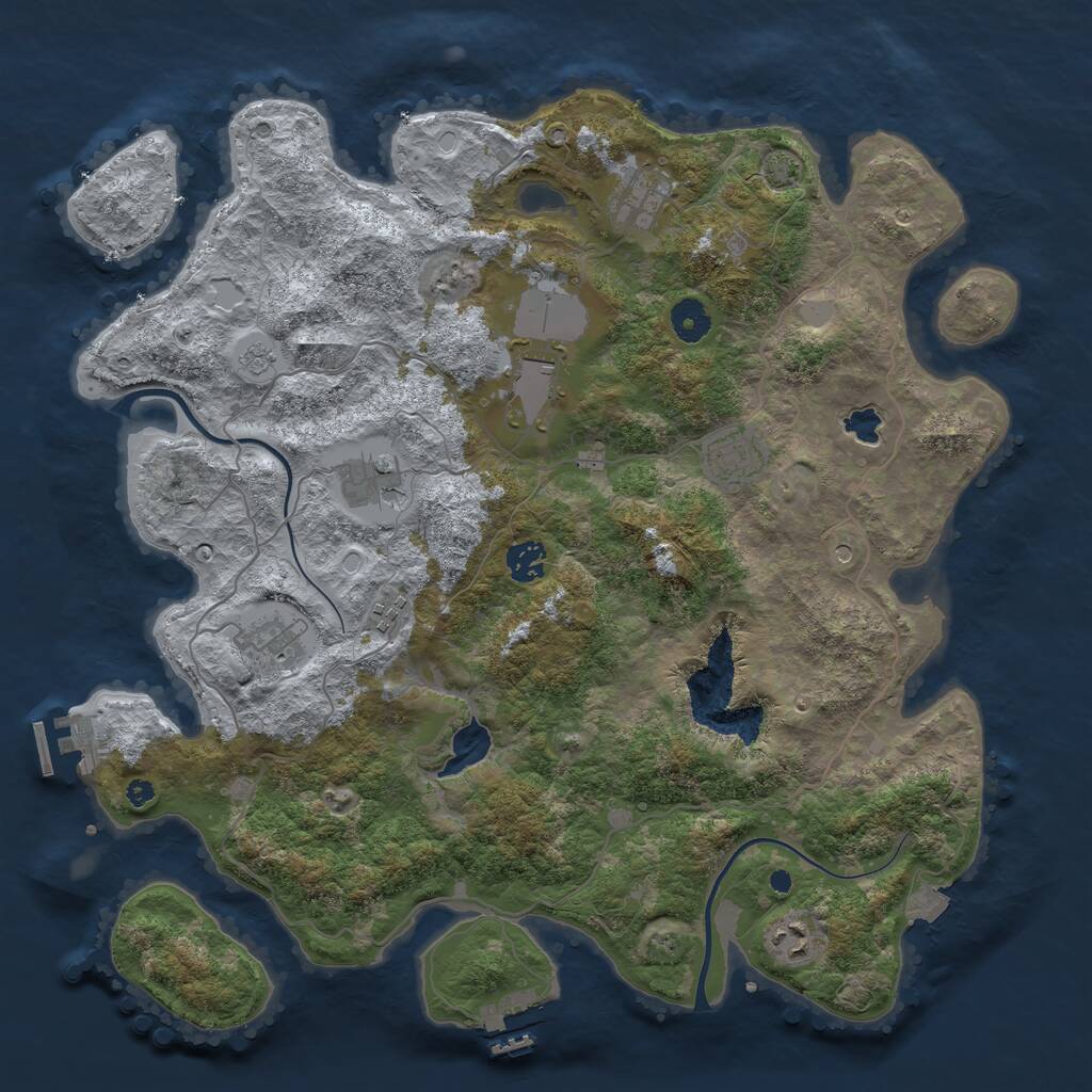 Rust Map: Procedural Map, Size: 4000, Seed: 509571, 14 Monuments