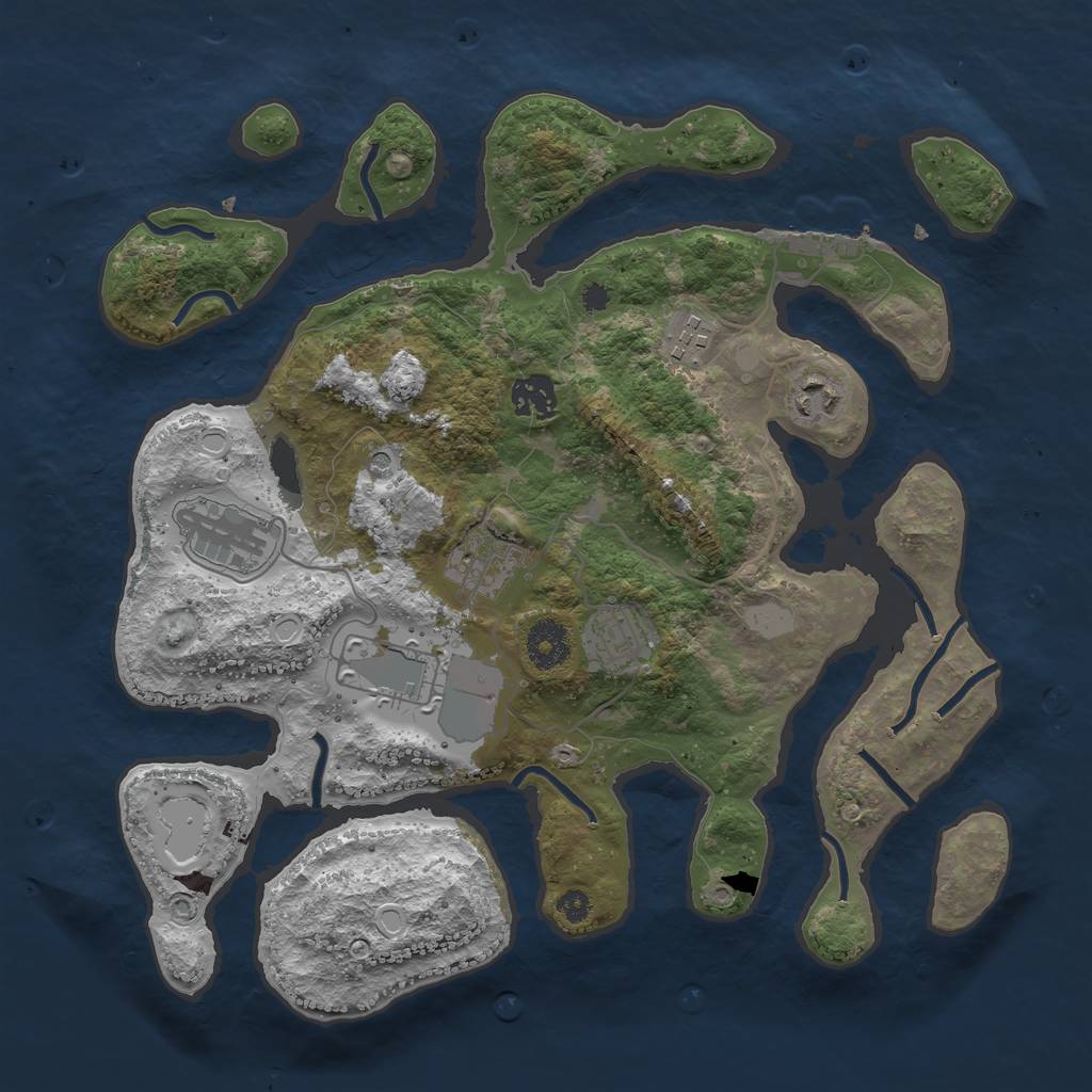 Rust Map: Procedural Map, Size: 3500, Seed: 4912455, 14 Monuments