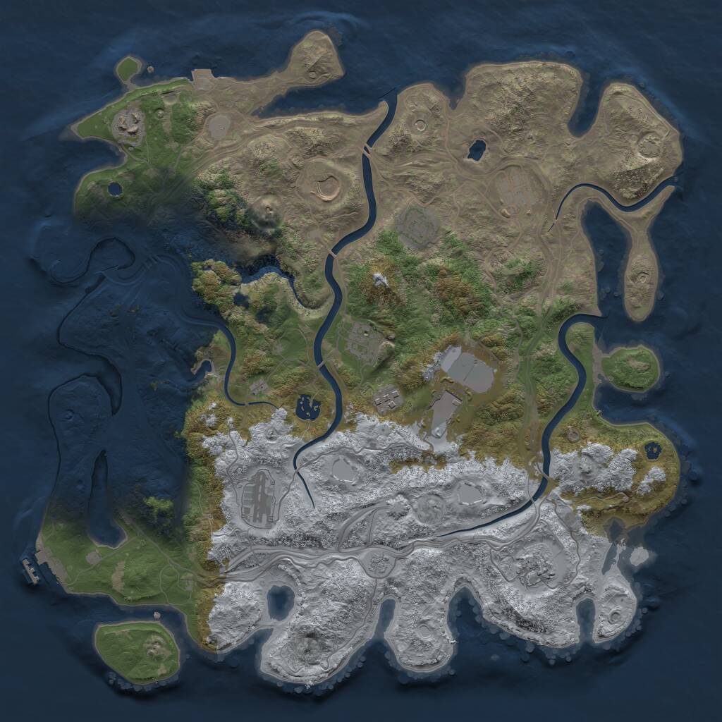 Rust Map: Procedural Map, Size: 4250, Seed: 45058958, 16 Monuments