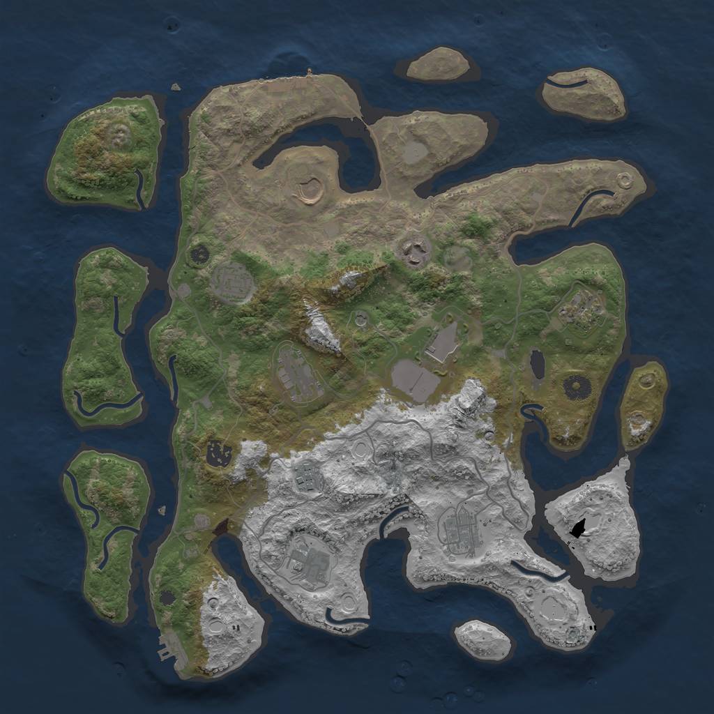 Rust Map: Procedural Map, Size: 4000, Seed: 519451, 18 Monuments