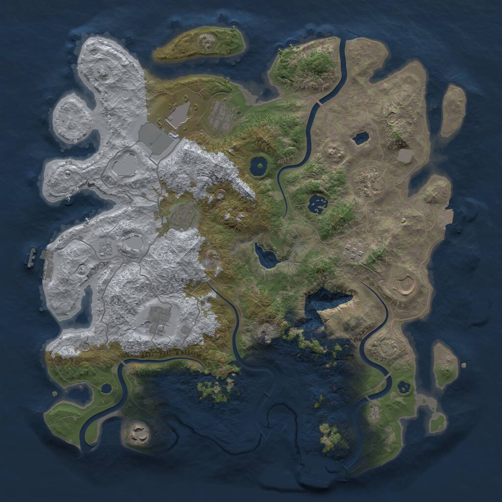 Rust Map: Procedural Map, Size: 4000, Seed: 364477, 15 Monuments