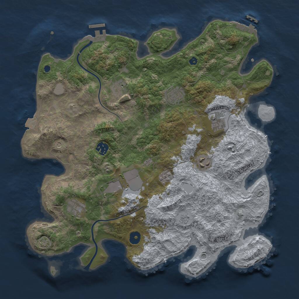 Rust Map: Procedural Map, Size: 3700, Seed: 1725471682, 14 Monuments
