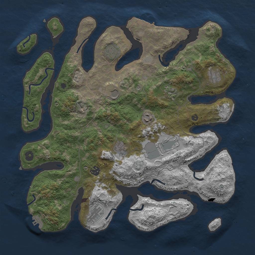 Rust Map: Procedural Map, Size: 4000, Seed: 532, 18 Monuments