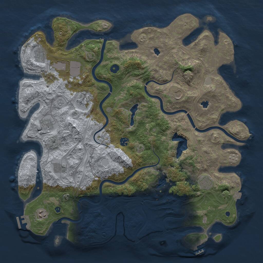Rust Map: Procedural Map, Size: 4500, Seed: 1183962235, 16 Monuments