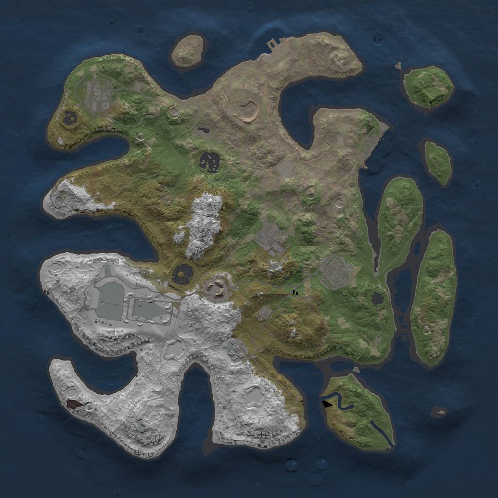 Rust Map: Procedural Map, Size: 3500, Seed: 964783777, 16 Monuments