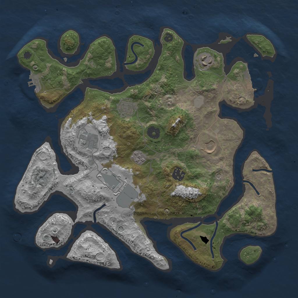 Rust Map: Procedural Map, Size: 3500, Seed: 344525851, 15 Monuments