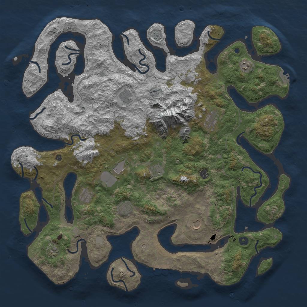 Rust Map: Procedural Map, Size: 5000, Seed: 65174, 19 Monuments