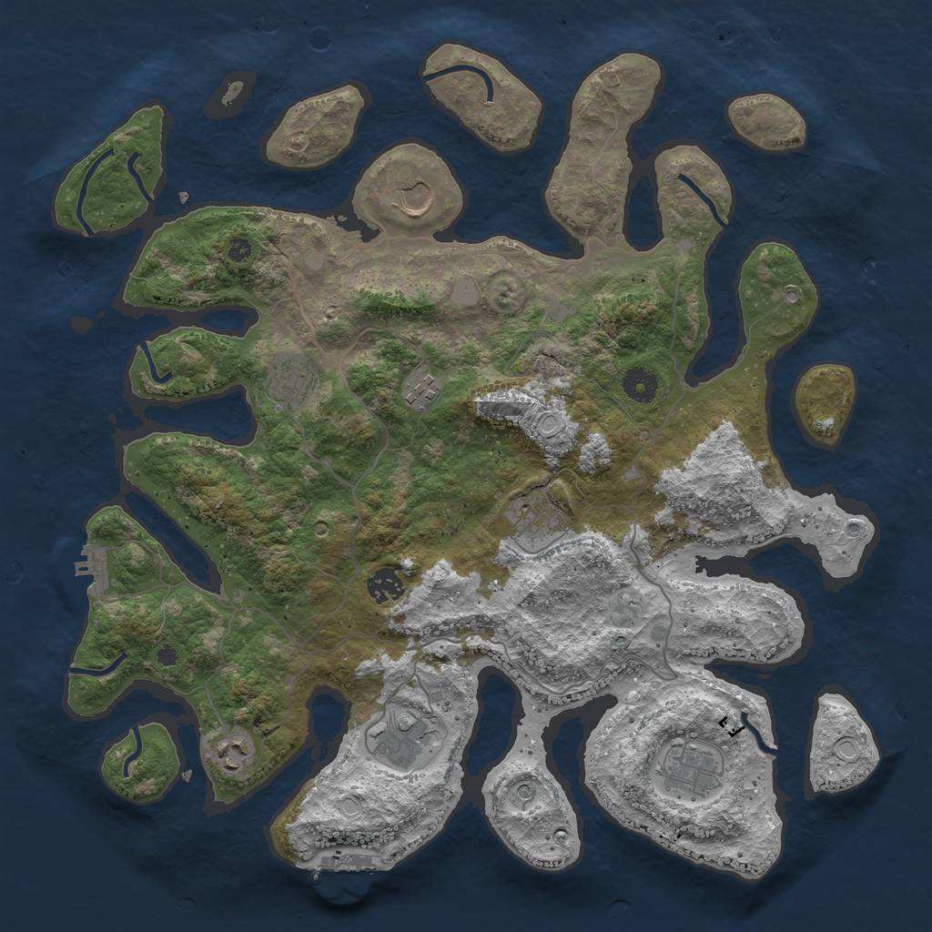 Rust Map: Procedural Map, Size: 4000, Seed: 987274, 16 Monuments