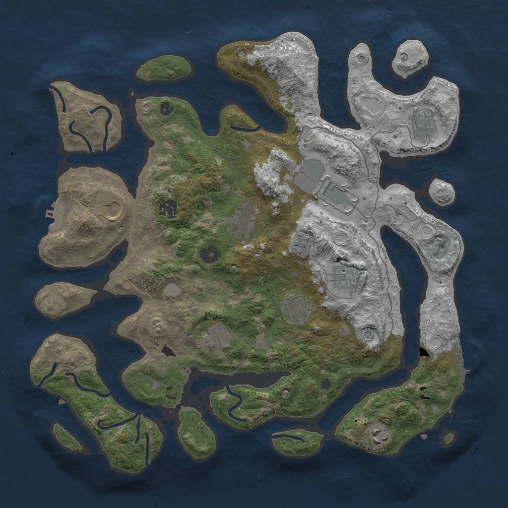 Rust Map: Procedural Map, Size: 4000, Seed: 46254, 18 Monuments