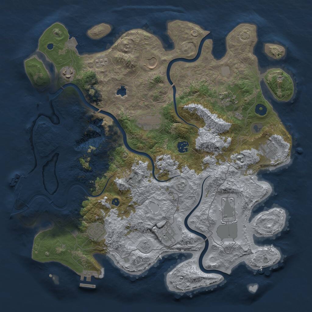 Rust Map: Procedural Map, Size: 4000, Seed: 737237, 16 Monuments