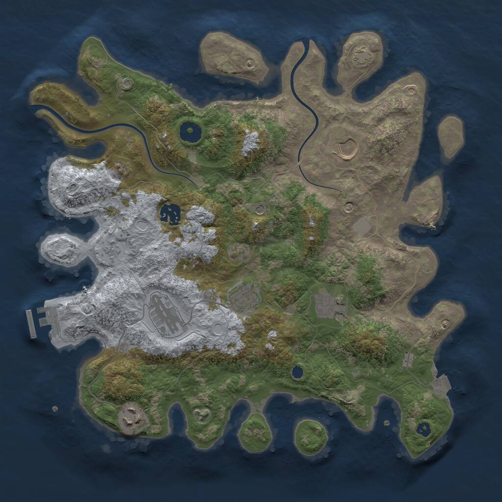 Rust Map: Procedural Map, Size: 3500, Seed: 11157, 11 Monuments