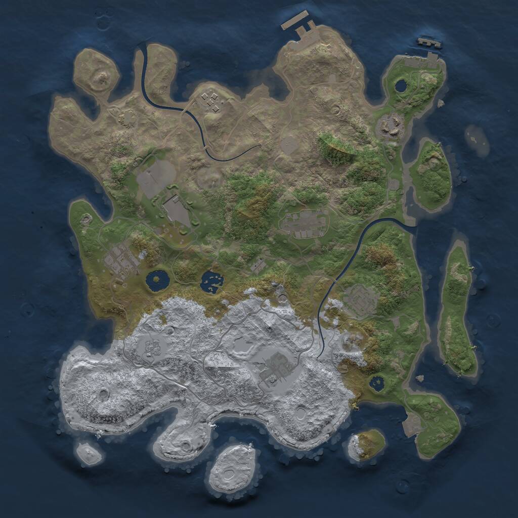 Rust Map: Procedural Map, Size: 3500, Seed: 1809030069, 14 Monuments