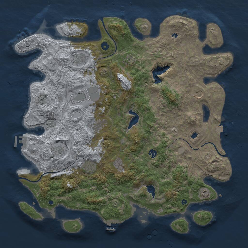 Rust Map: Procedural Map, Size: 4500, Seed: 218561, 17 Monuments