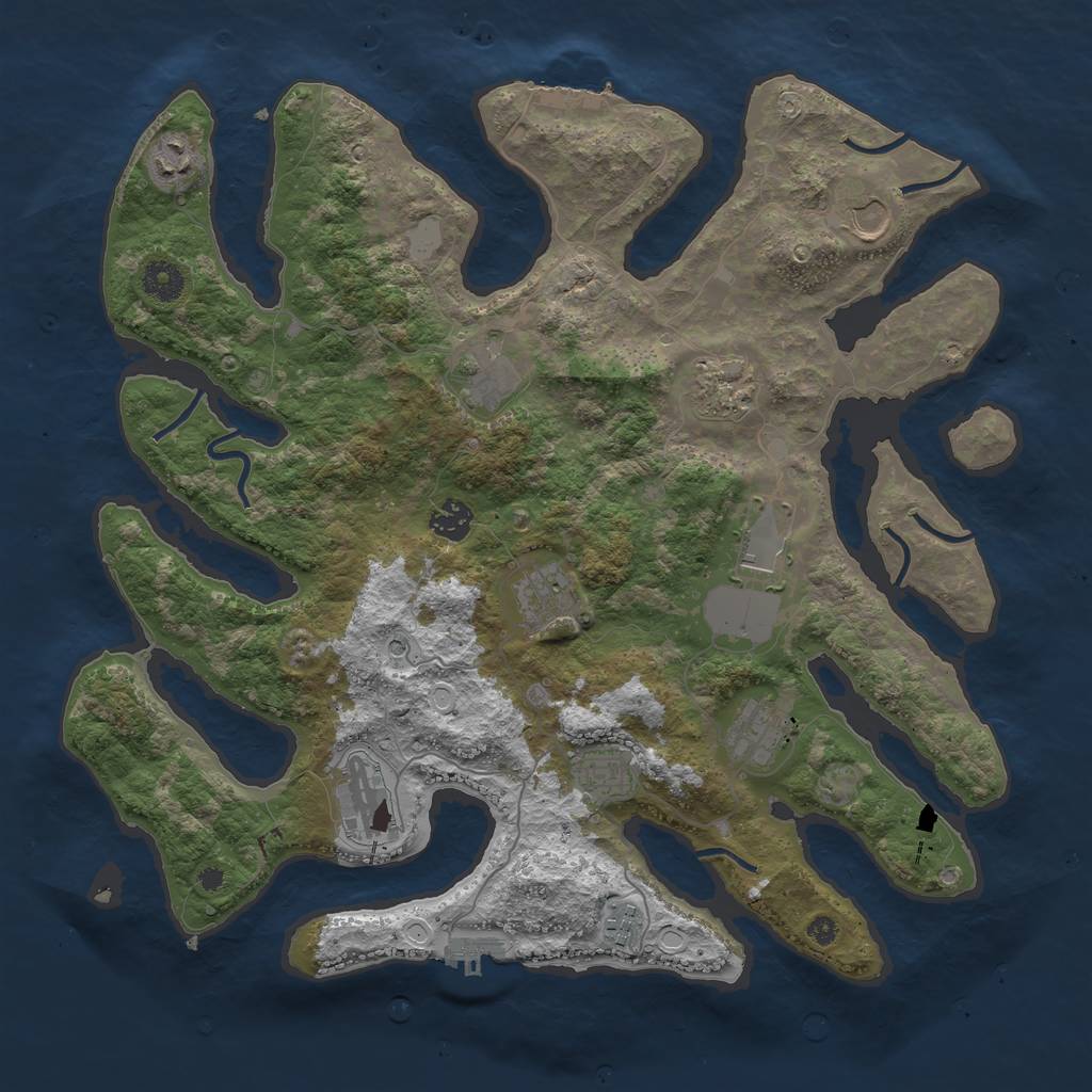 Rust Map: Procedural Map, Size: 3950, Seed: 33713058, 19 Monuments