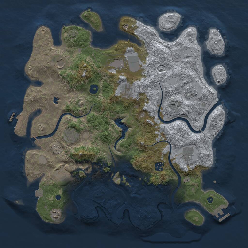Rust Map: Procedural Map, Size: 4000, Seed: 848313, 16 Monuments
