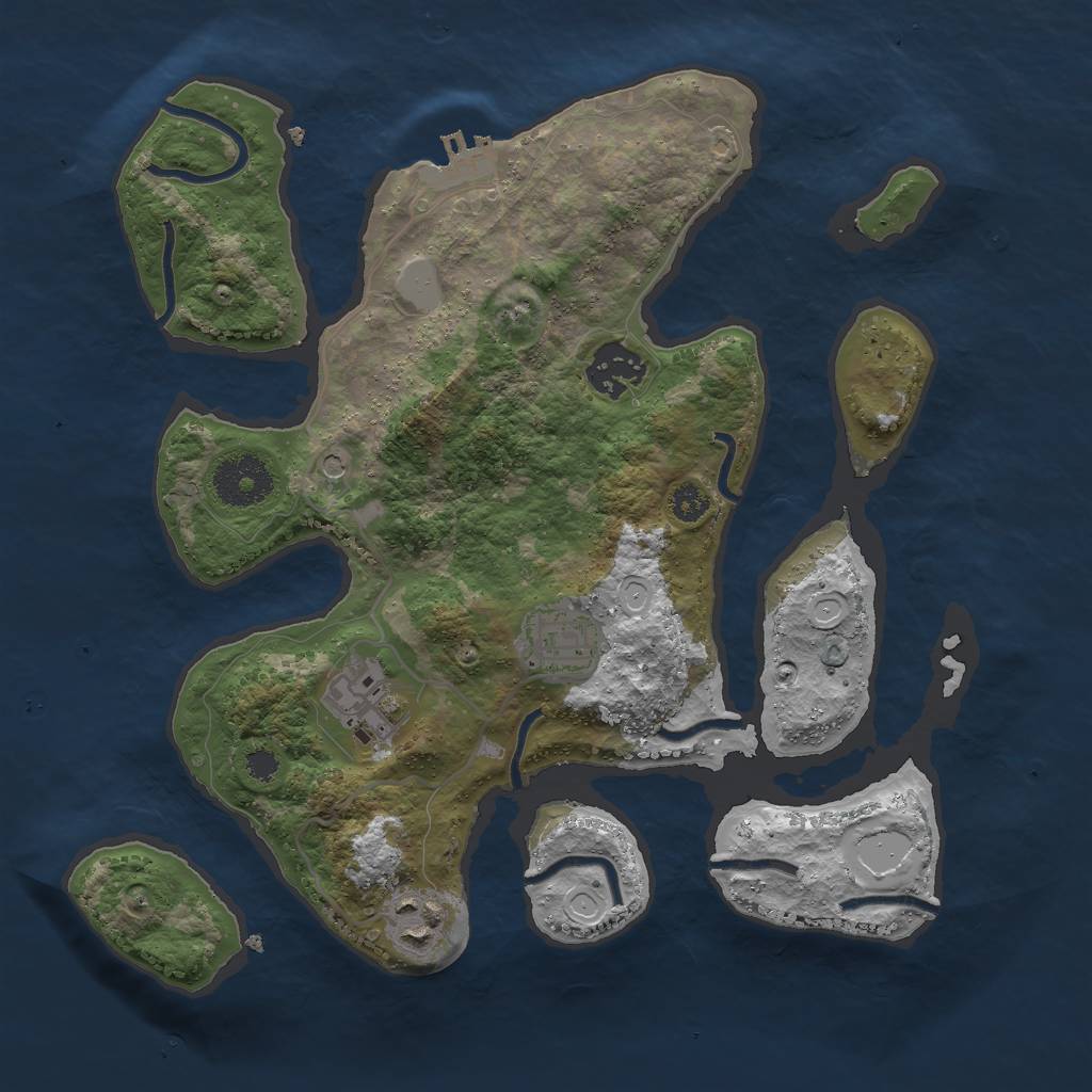 Rust Map: Procedural Map, Size: 3000, Seed: 76541557, 11 Monuments
