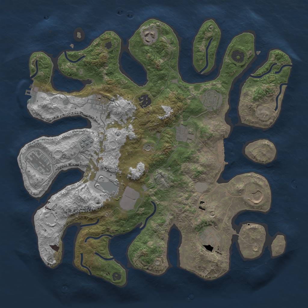 Rust Map: Procedural Map, Size: 3600, Seed: 444444, 18 Monuments