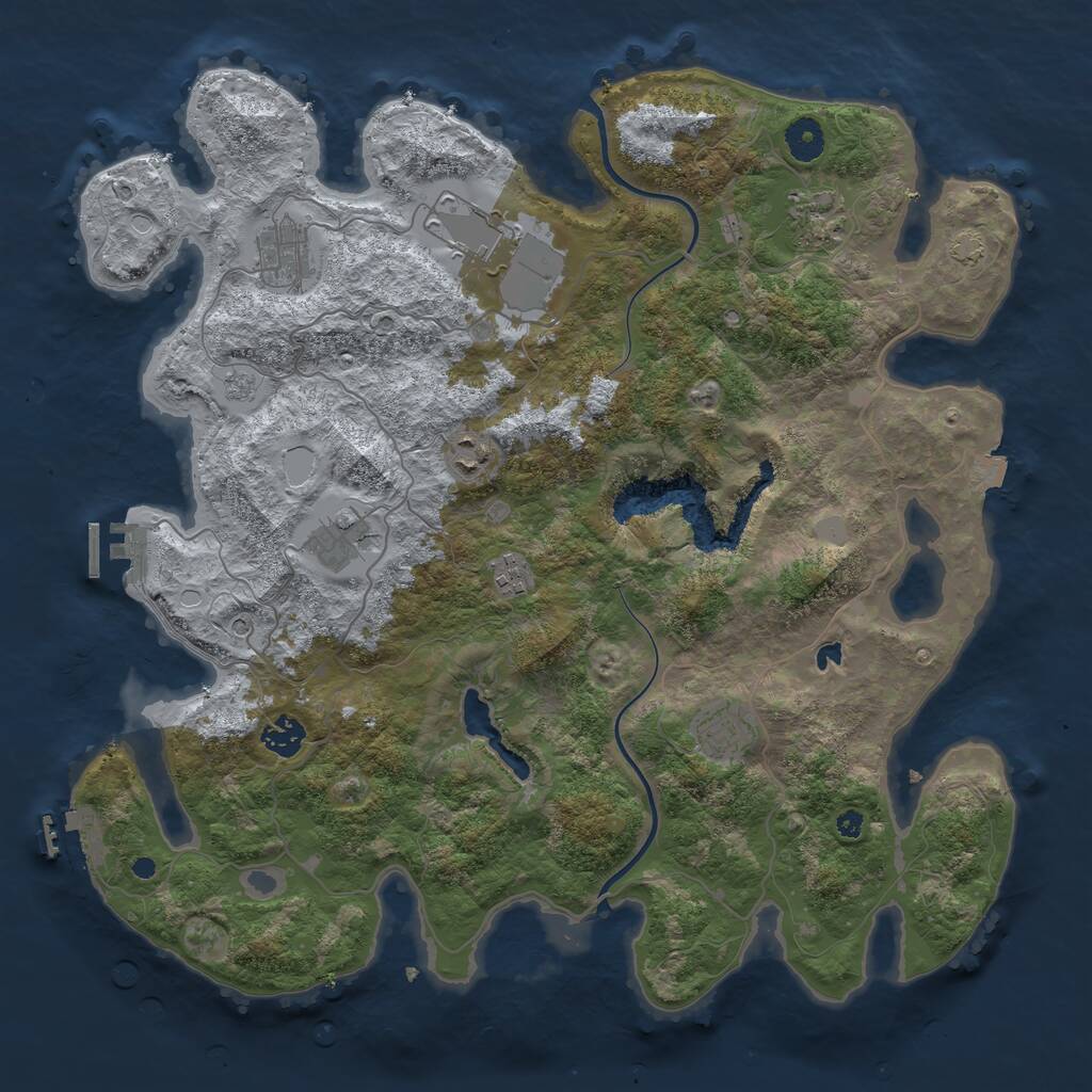 Rust Map: Procedural Map, Size: 4000, Seed: 878436, 14 Monuments