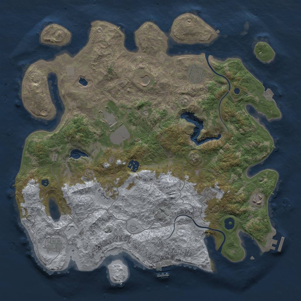 Rust Map: Procedural Map, Size: 4000, Seed: 181723, 14 Monuments