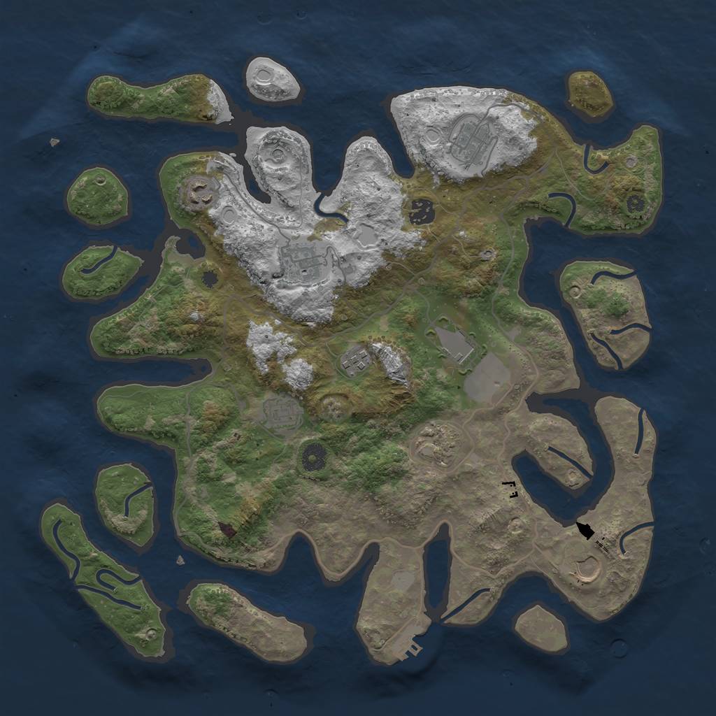 Rust Map: Procedural Map, Size: 4000, Seed: 86318607, 16 Monuments