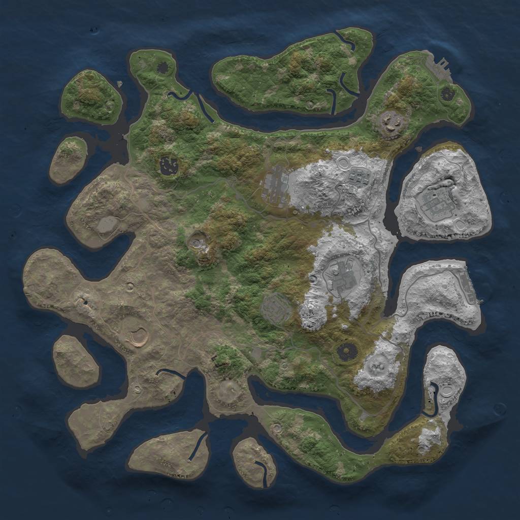Rust Map: Procedural Map, Size: 4000, Seed: 89875, 16 Monuments
