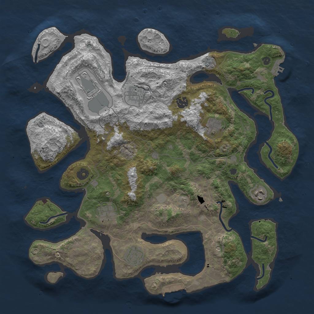 Rust Map: Procedural Map, Size: 4000, Seed: 383301, 16 Monuments