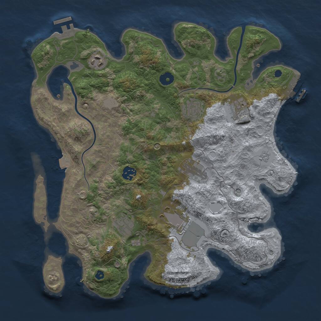 Rust Map: Procedural Map, Size: 3550, Seed: 30385, 13 Monuments