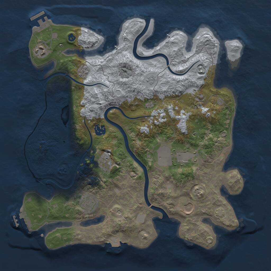 Rust Map: Procedural Map, Size: 3550, Seed: 877364, 14 Monuments