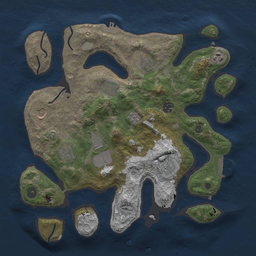 Rust Map: Procedural Map, Size: 3500, Seed: 1412395519, 17 Monuments