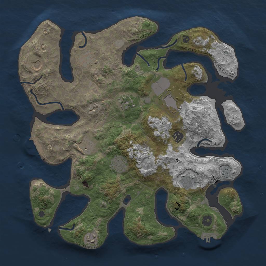 Rust Map: Procedural Map, Size: 3750, Seed: 523197101, 18 Monuments