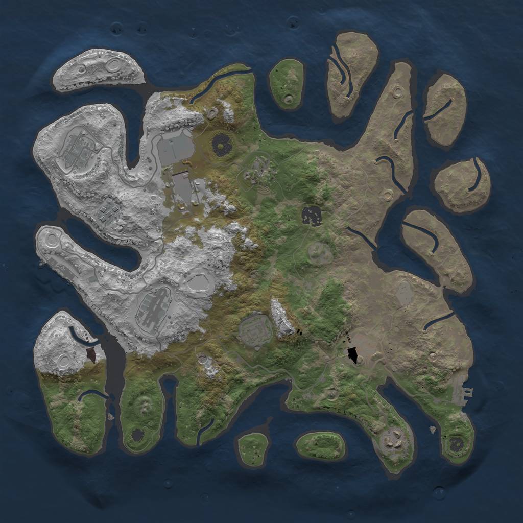 Rust Map: Procedural Map, Size: 3700, Seed: 574989595, 17 Monuments