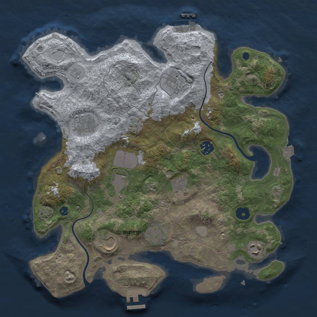 Rust Map: Procedural Map, Size: 3500, Seed: 391115127, 15 Monuments
