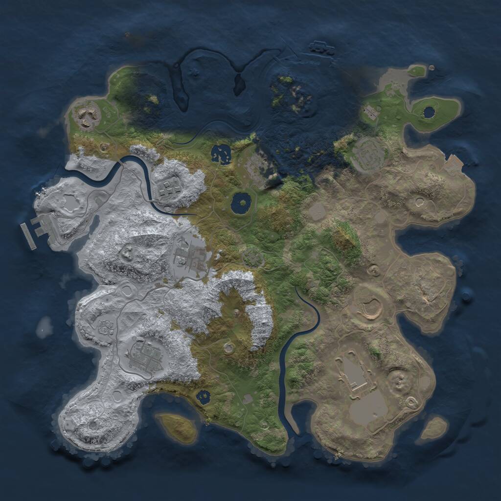 Rust Map: Procedural Map, Size: 3550, Seed: 608458, 15 Monuments